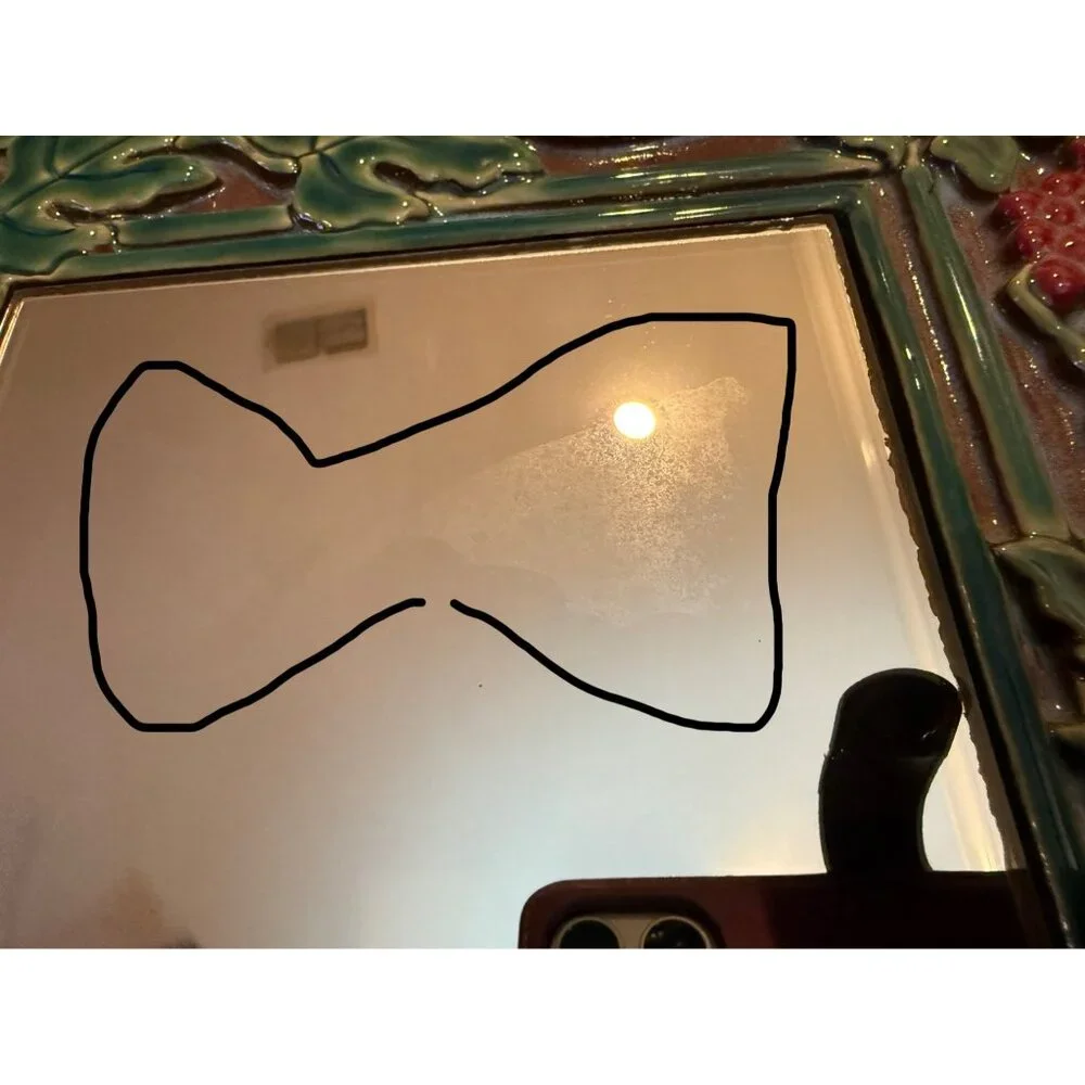 Tile Grape & Leaf Ceramic Framed Mirror Signed READ